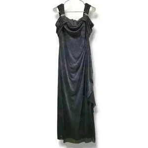 R&M Richard Glitter Long Gown in Gray Size 8P #187